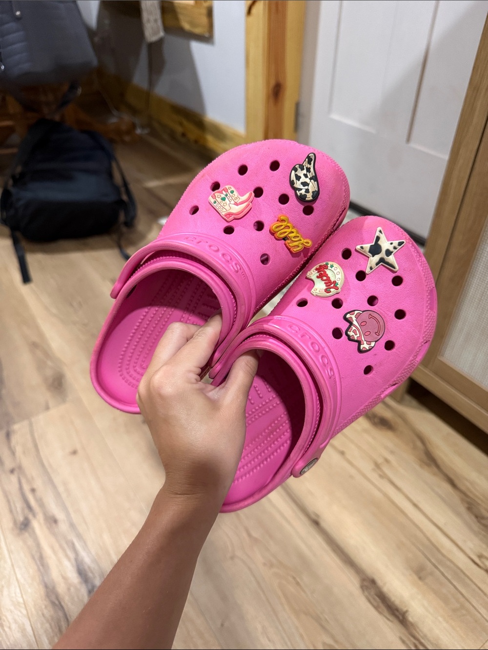CROCS Kids Hot Pink Clog Sandals with Fun Charms